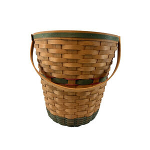 1991 Longaberger Holiday Hostess Basket Vintage Red/Green Trim 12.5"RD x 13.5"H